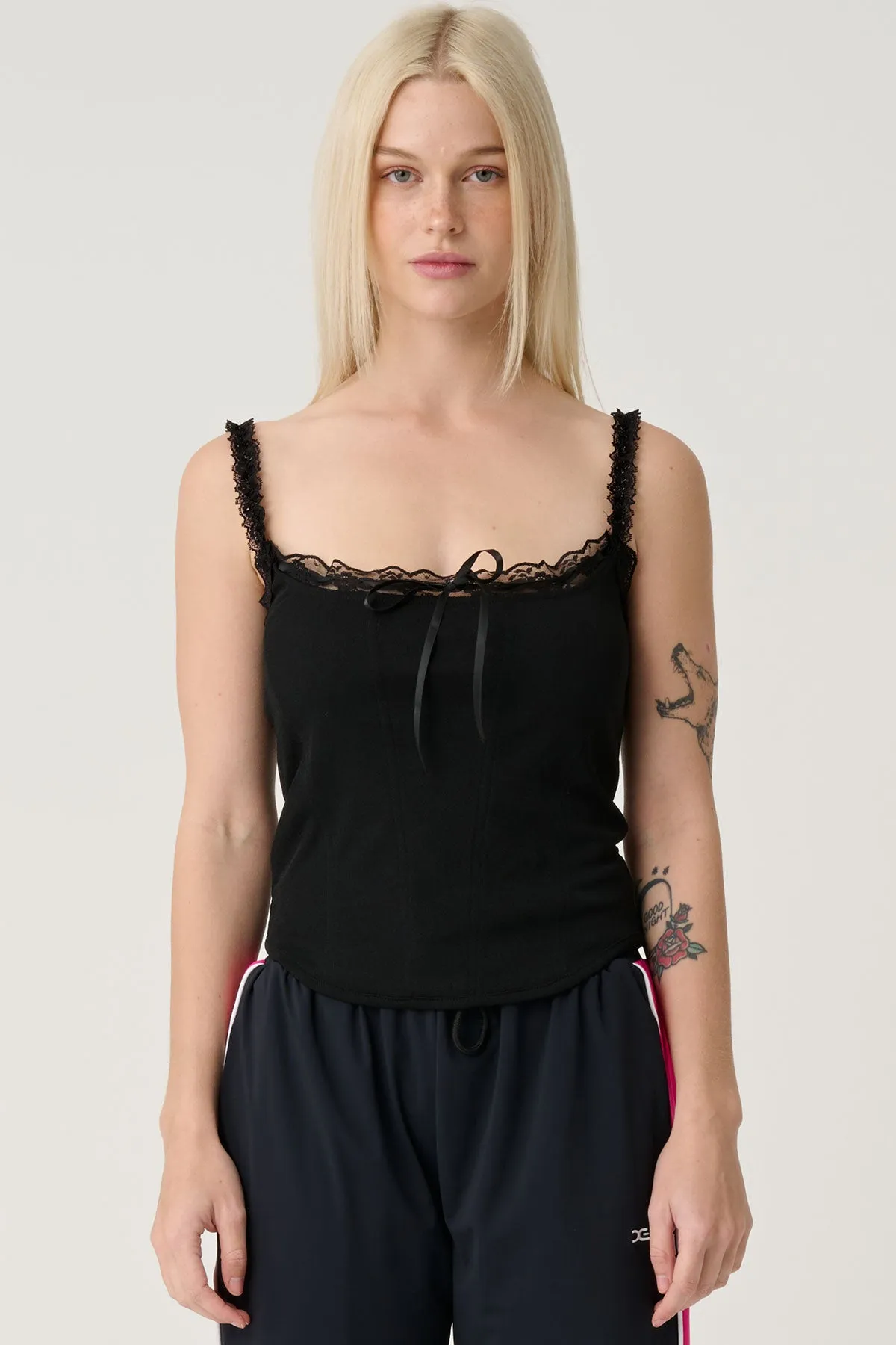 MESH CORSET TOP - Black