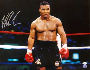 Mike Tyson Signed On Left 16x20 Boxing Stare Down Photo JSA