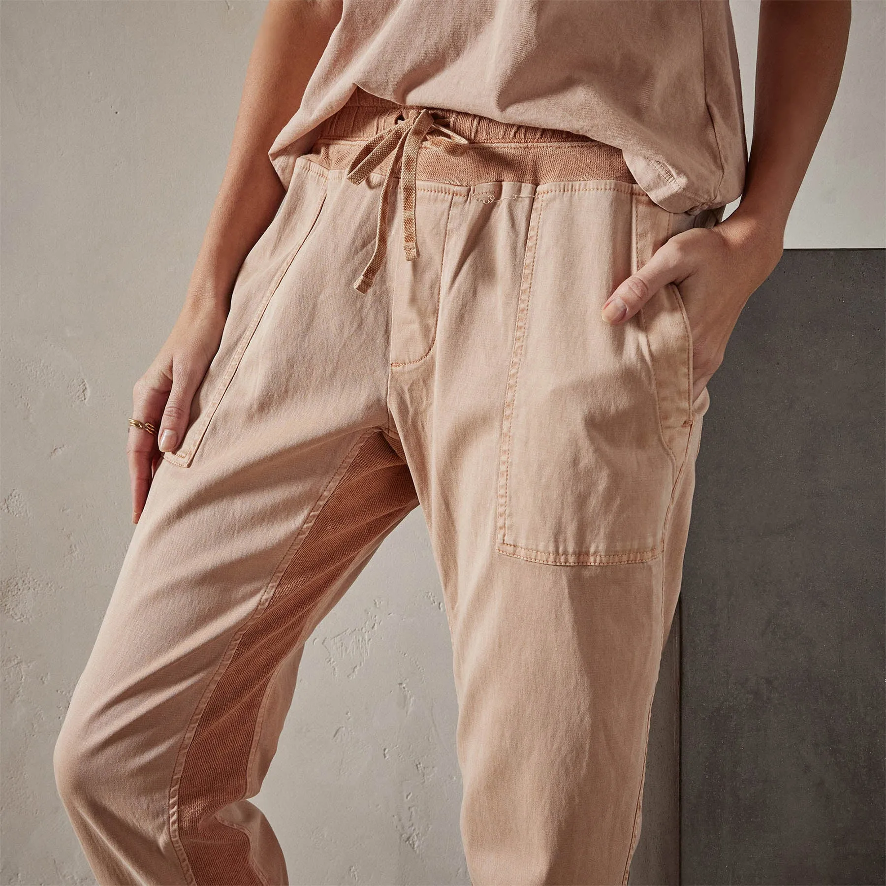 Mixed Media Pant - White Peach Pigment