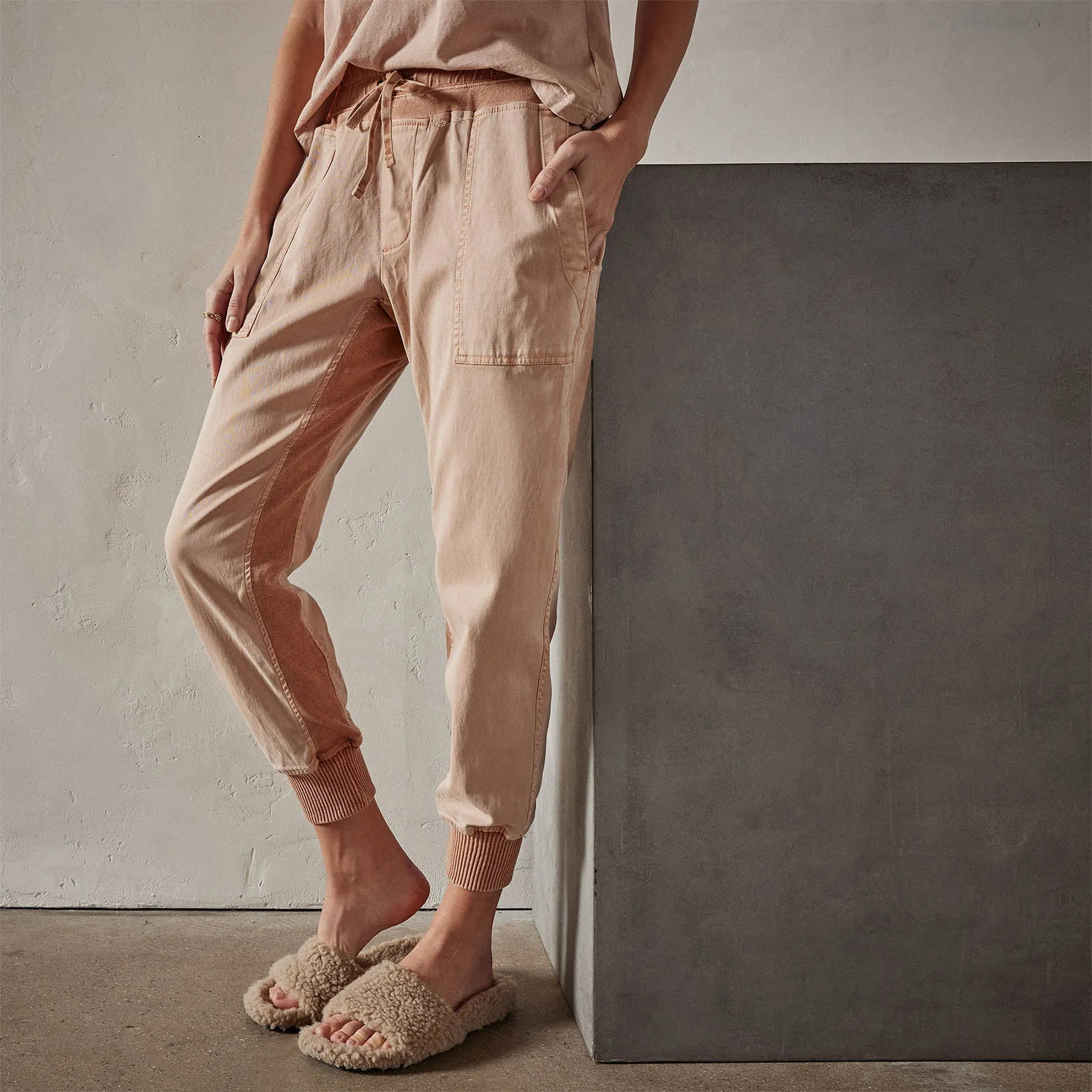 Mixed Media Pant - White Peach Pigment