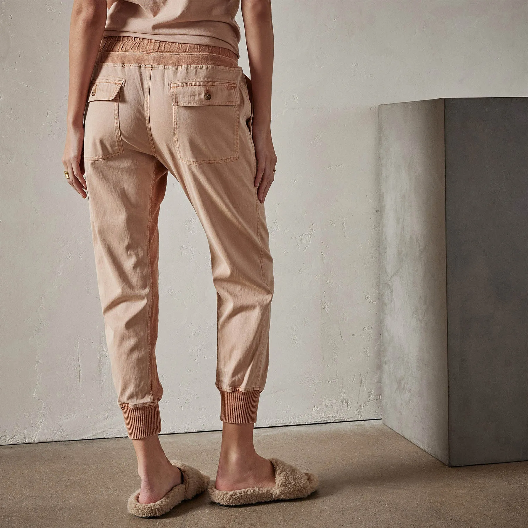 Mixed Media Pant - White Peach Pigment