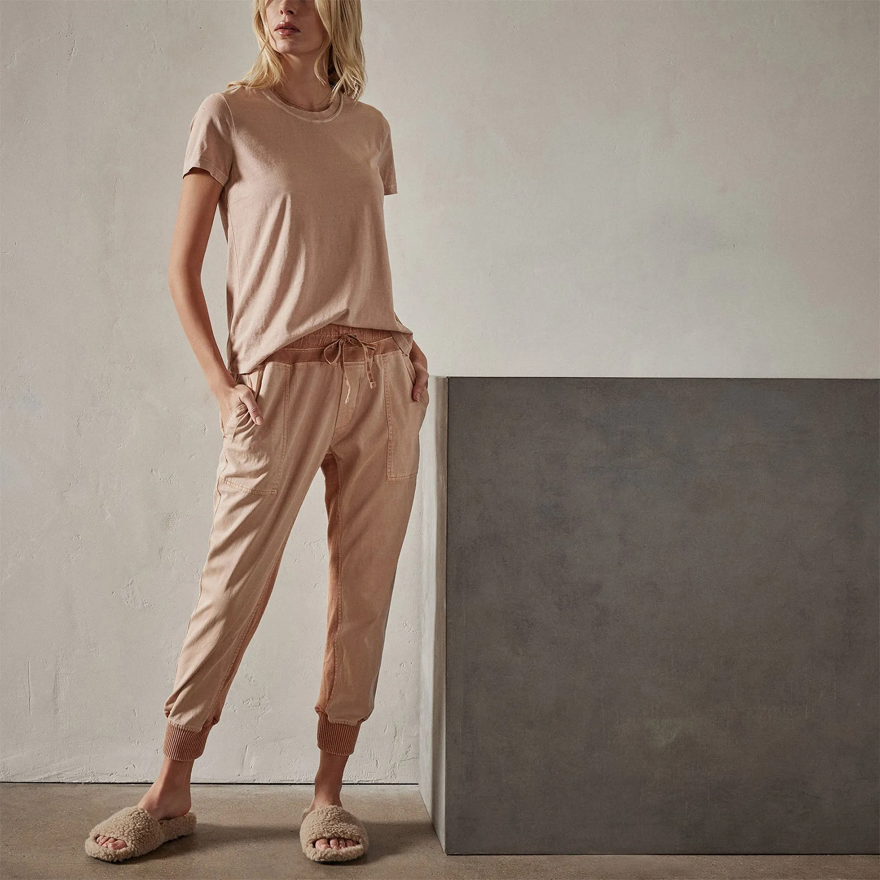 Mixed Media Pant - White Peach Pigment