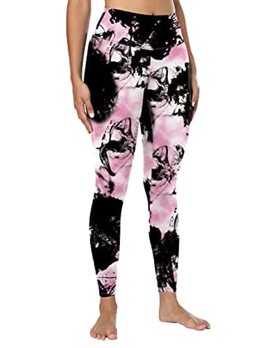 NC Women's high Waist Stretch Printed Yoga Pants Leggings Outdoor Sports Fitness Exercise Leggings 9 Points Pants Women (BS014-29, X-Large)