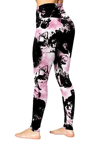 NC Women's high Waist Stretch Printed Yoga Pants Leggings Outdoor Sports Fitness Exercise Leggings 9 Points Pants Women (BS014-29, X-Large)