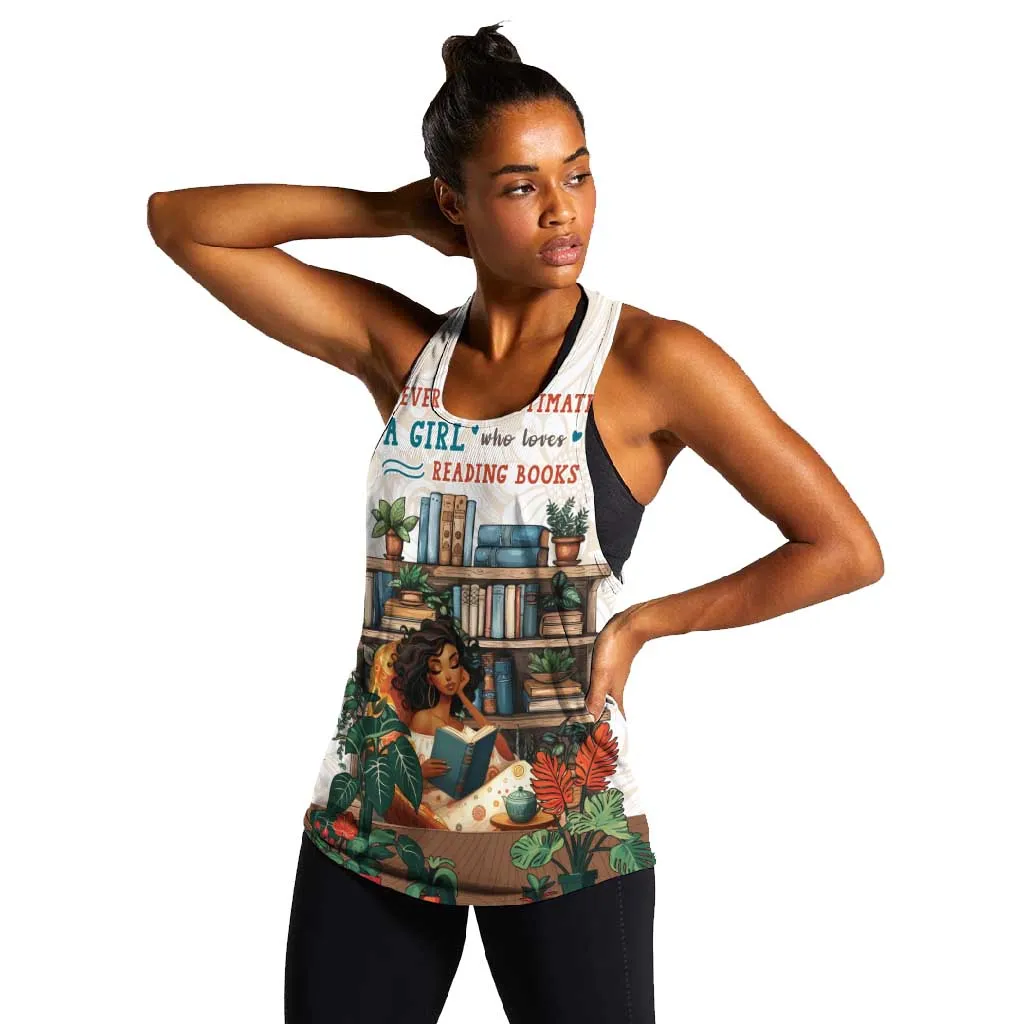 Never Underestimate A Girl Who Loves Reading Books Women Racerback Tank African Book Lovers DT04
