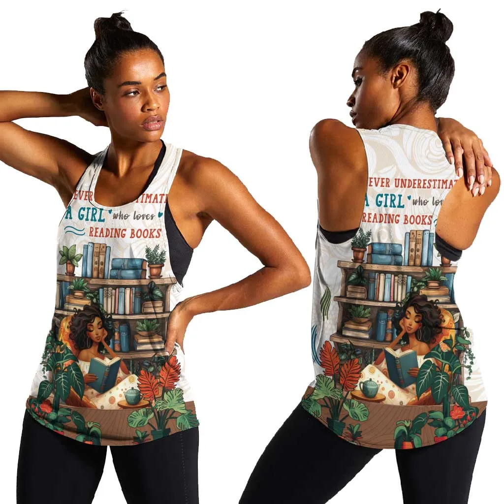Never Underestimate A Girl Who Loves Reading Books Women Racerback Tank African Book Lovers DT04