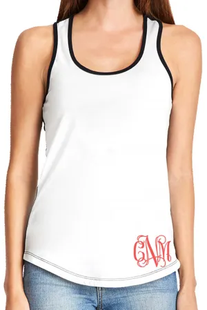 Next Level Ladies' Colorblock Racerback Tank, White/Black *Personalize It!