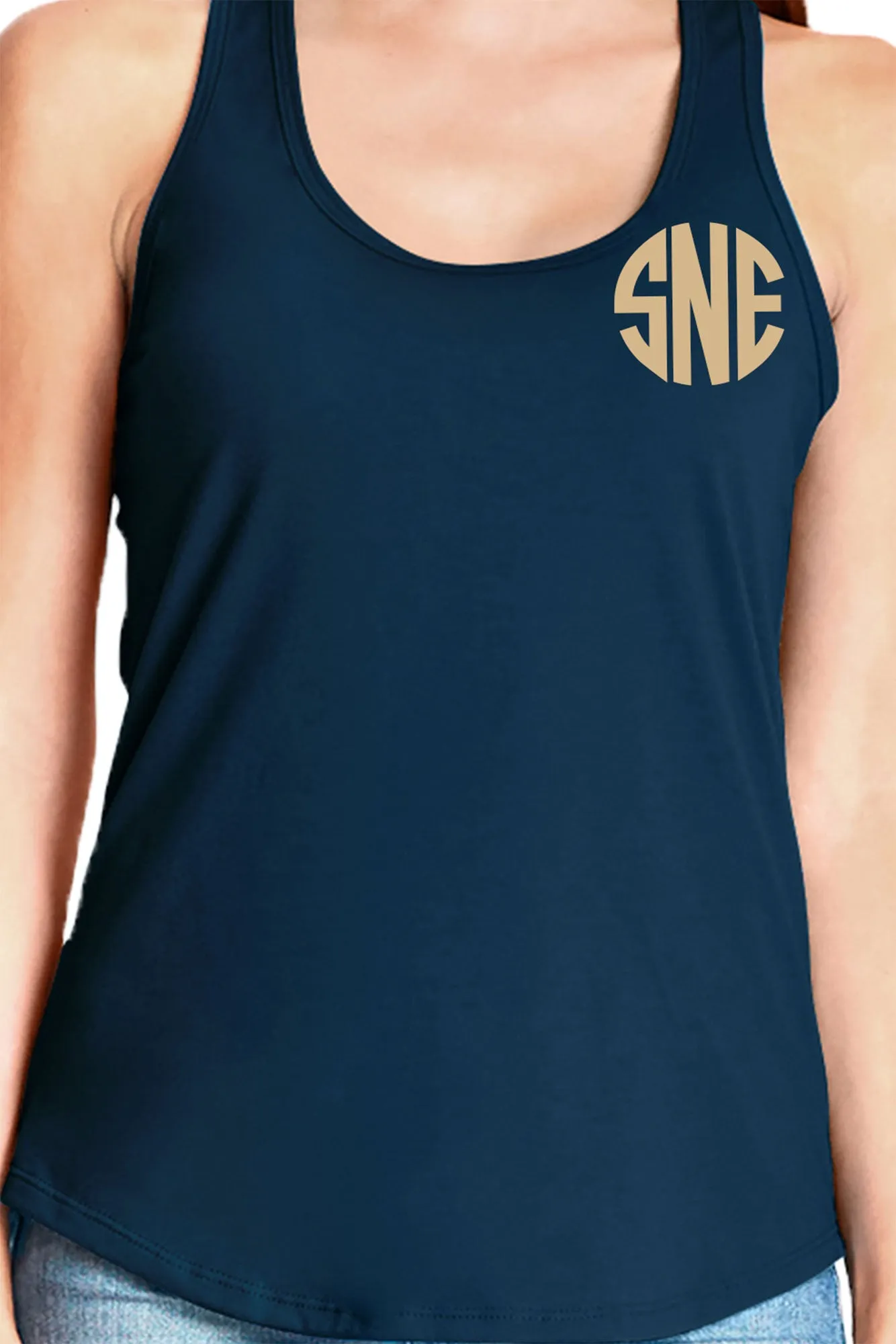Next Level Womens Gathered Racerback Tank, Midnight Navy *Personalize It!