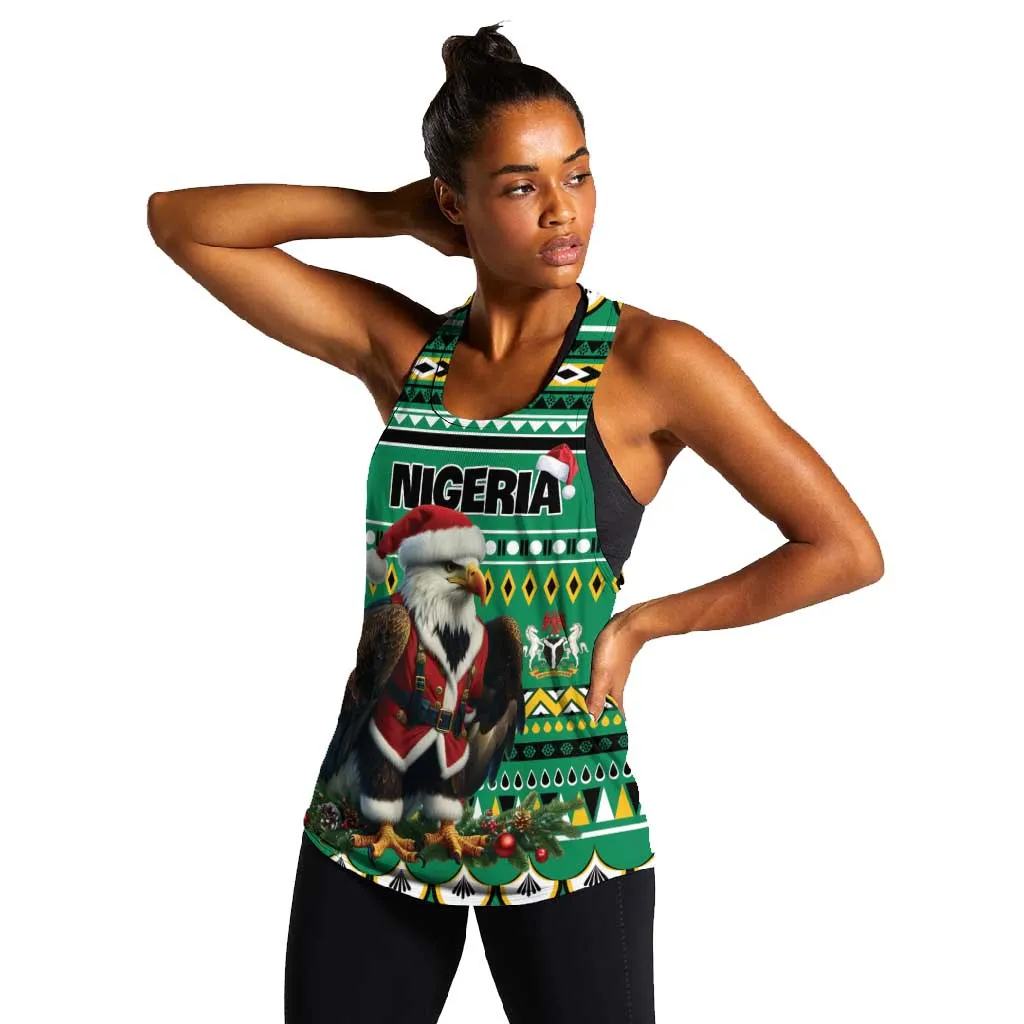 Nigeria Christmas Women Racerback Tank Eagle Santa - African Pattern LT01