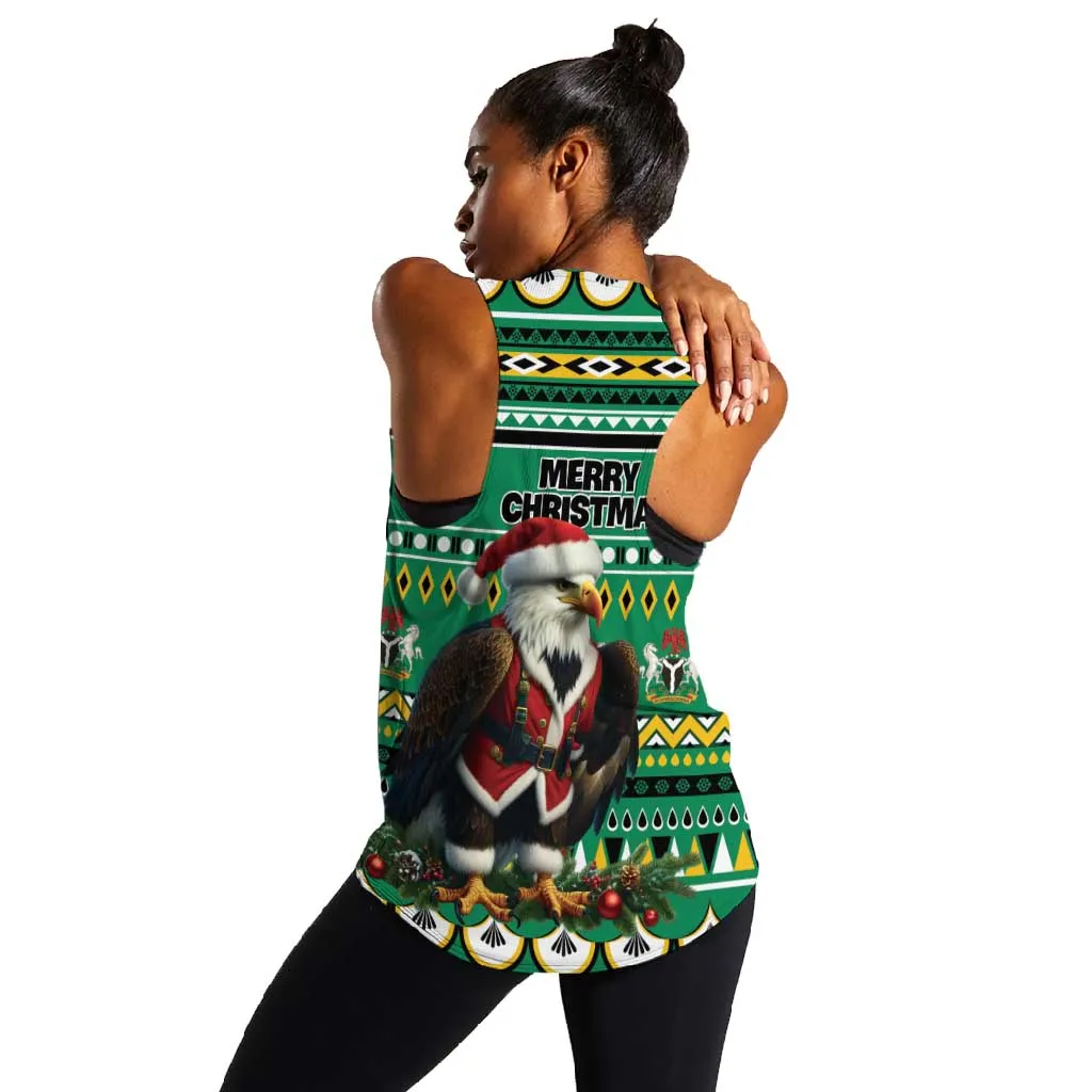 Nigeria Christmas Women Racerback Tank Eagle Santa - African Pattern LT01