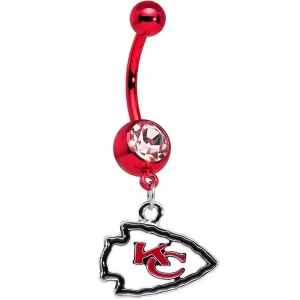 Officially Licensed NFL Kansas City Chiefs Dangle Belly Ring