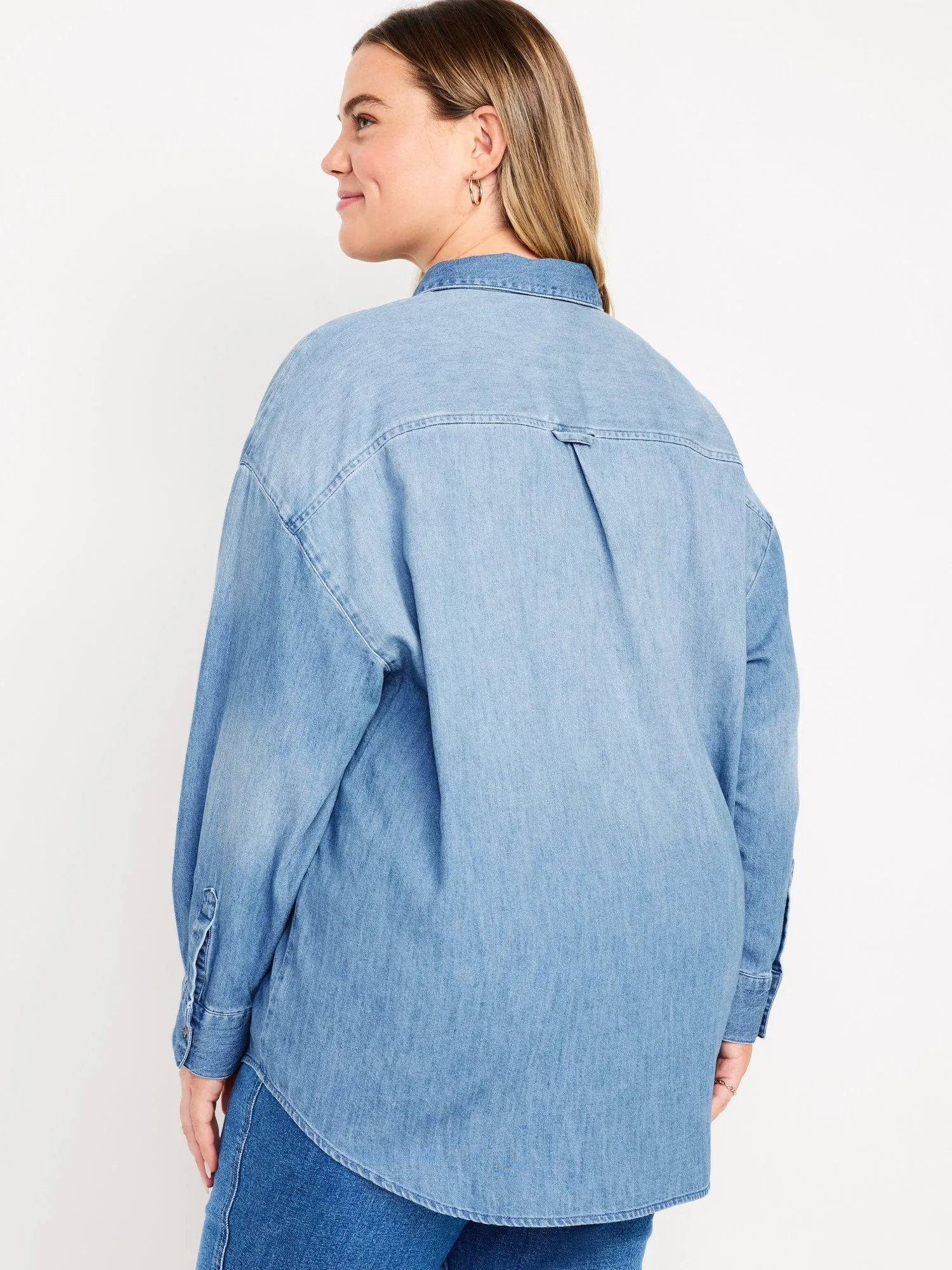 Oversized Button-Down Boyfriend Shirt for Women