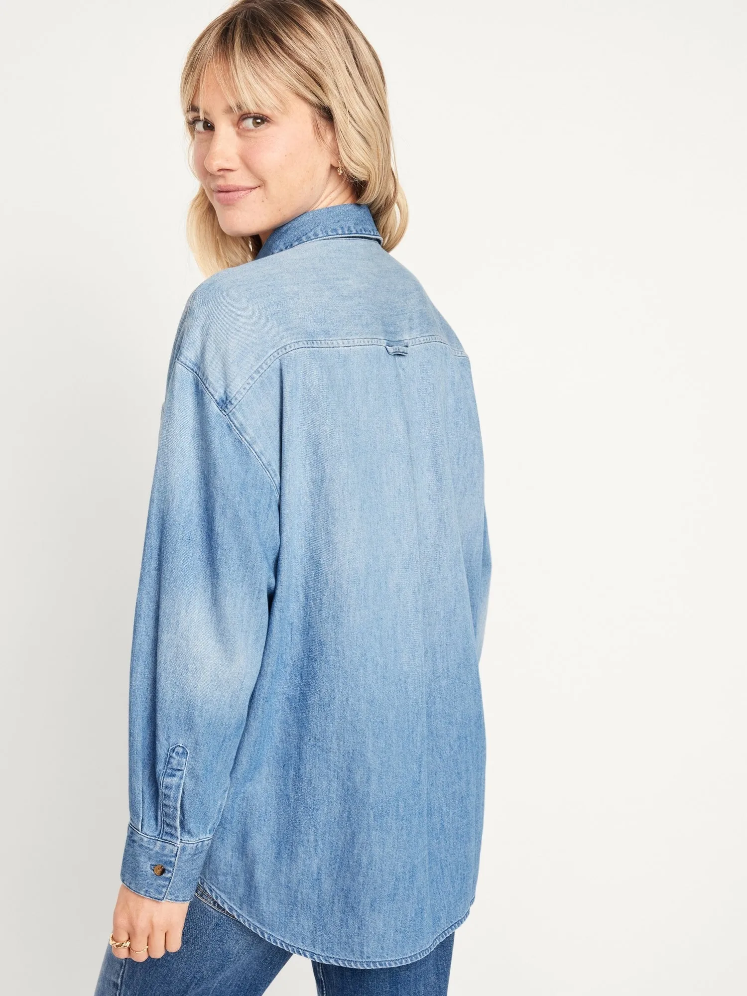 Oversized Button-Down Boyfriend Shirt for Women
