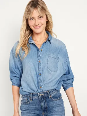 Oversized Button-Down Boyfriend Shirt for Women