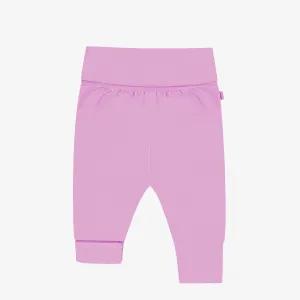 Pantalon évolutif rose violacé uni en jersey extensible, bébé || Plain purplish pink evolutive pants in stretch jersey, baby