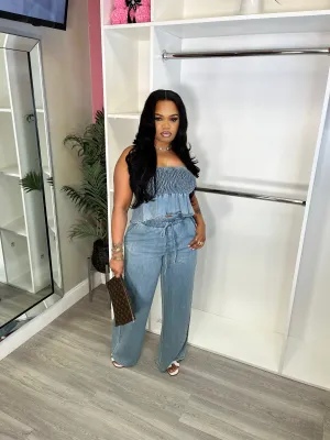 papaya denim set