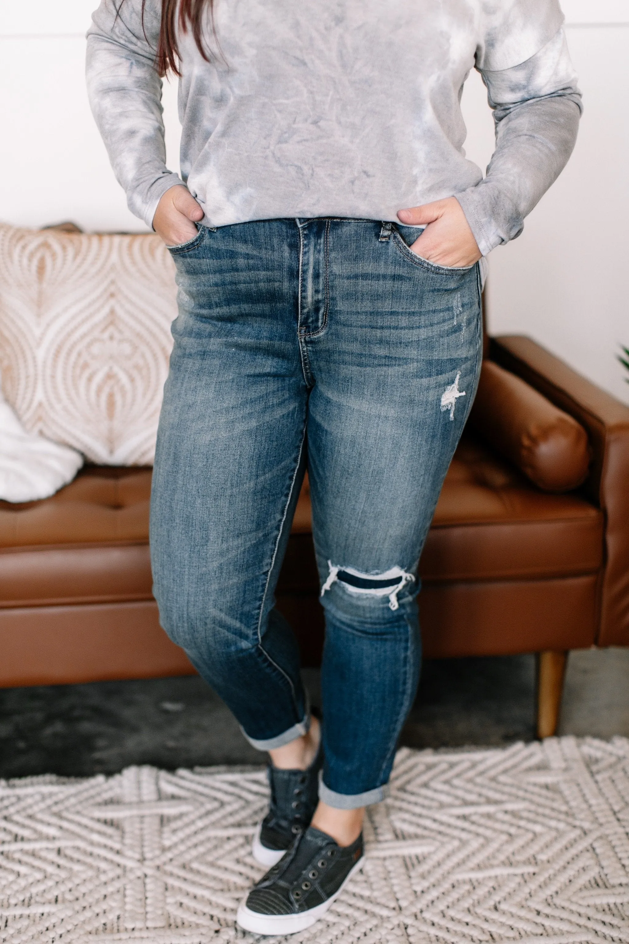 Patch Things Up Destroyed Knee Boyfriend Judy Blue Jean