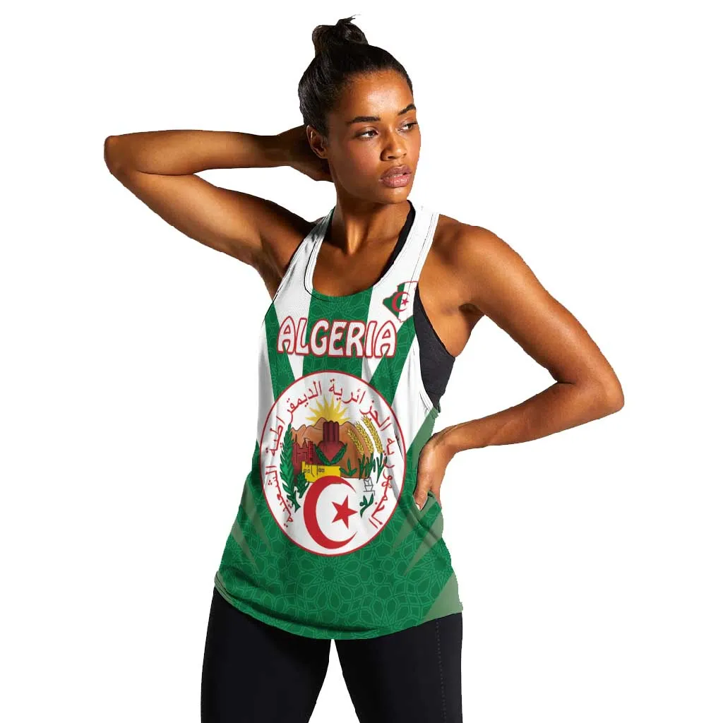 Personalised Afro Algeria Women Racerback Tank Coat Of Arms With Islamic Pattern LT15