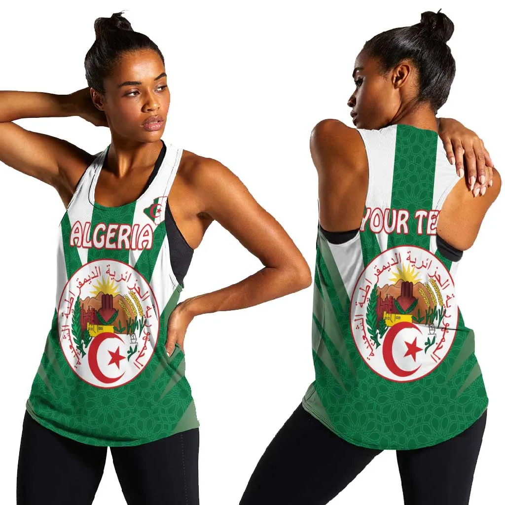 Personalised Afro Algeria Women Racerback Tank Coat Of Arms With Islamic Pattern LT15