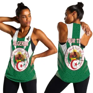 Personalised Afro Algeria Women Racerback Tank Coat Of Arms With Islamic Pattern LT15