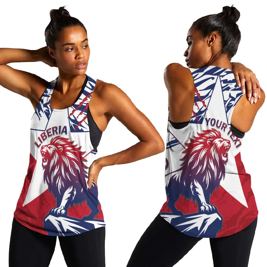 Personalised Afro Liberia Women Racerback Tank African King Lion - Grunge Style LT15