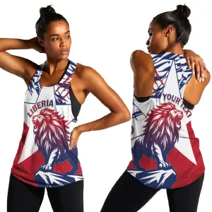 Personalised Afro Liberia Women Racerback Tank African King Lion - Grunge Style LT15