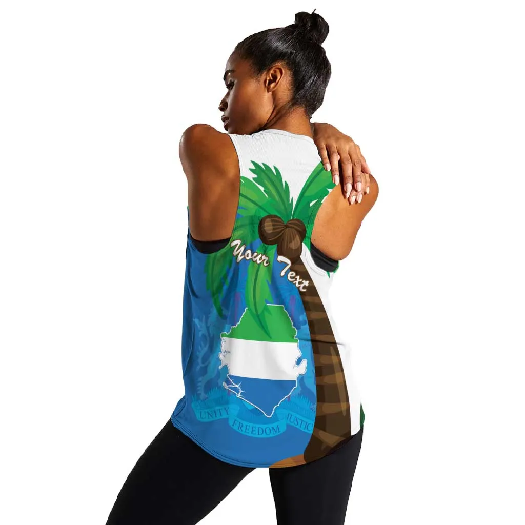 Personalised Afro Sierra Leone Women Racerback Tank Coat Of Arms With Flag Map LT15