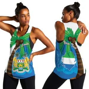 Personalised Afro Sierra Leone Women Racerback Tank Coat Of Arms With Flag Map LT15