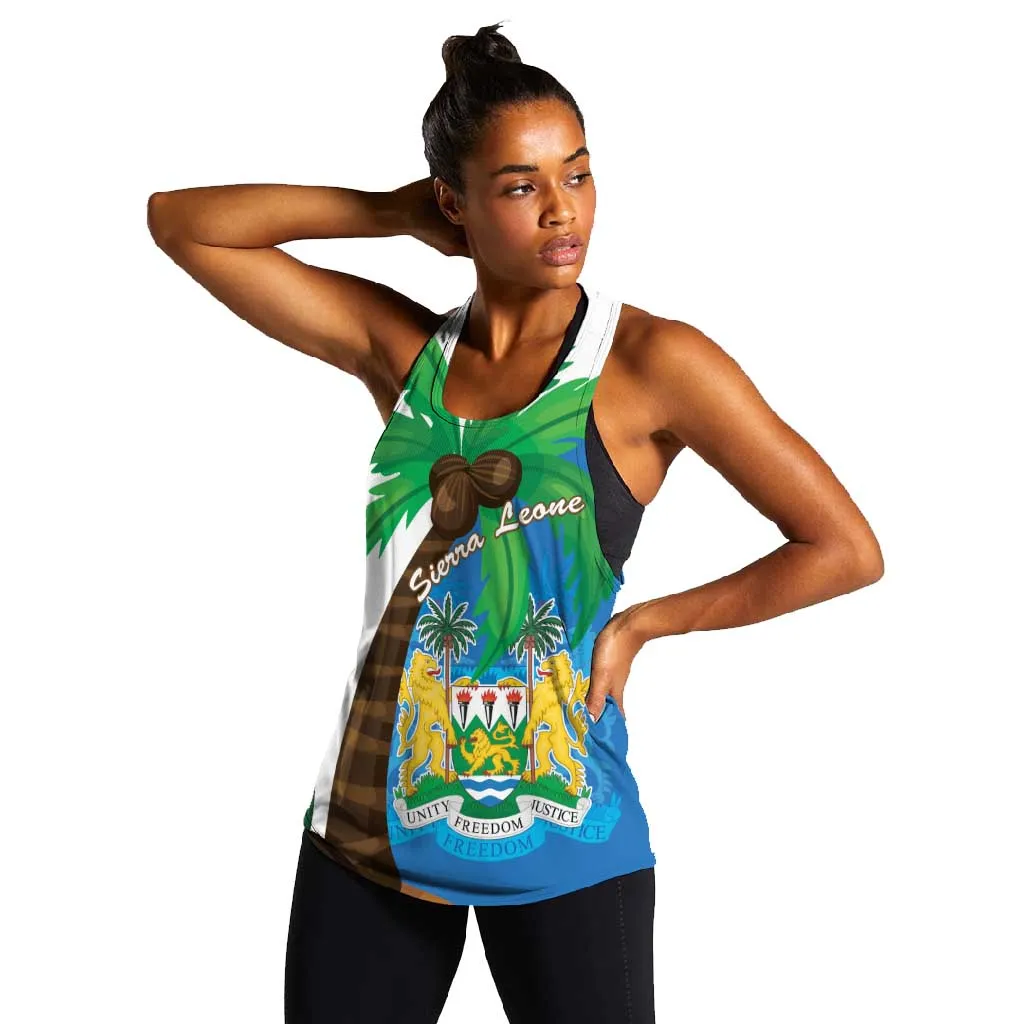 Personalised Afro Sierra Leone Women Racerback Tank Coat Of Arms With Flag Map LT15