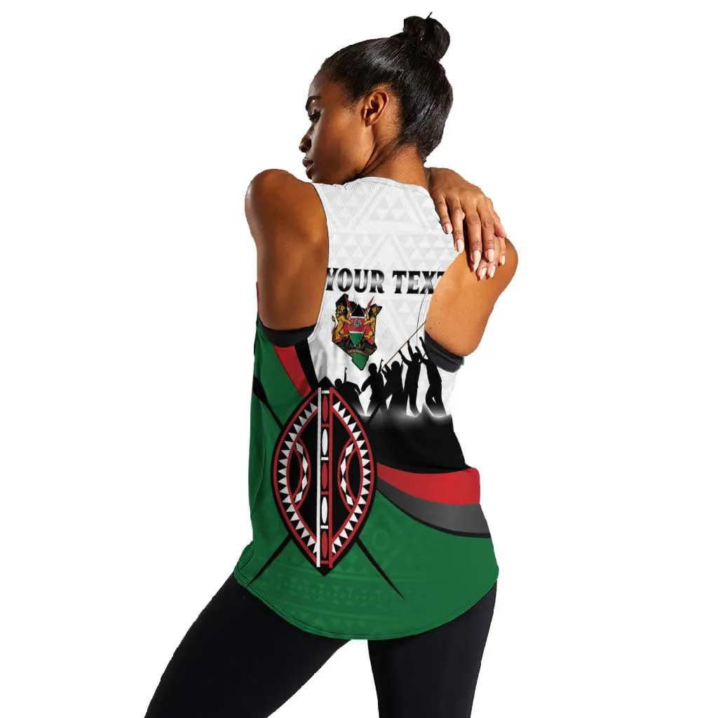Personalised Kenya Women Racerback Tank Madaraka Day - Maasai Shield LT15