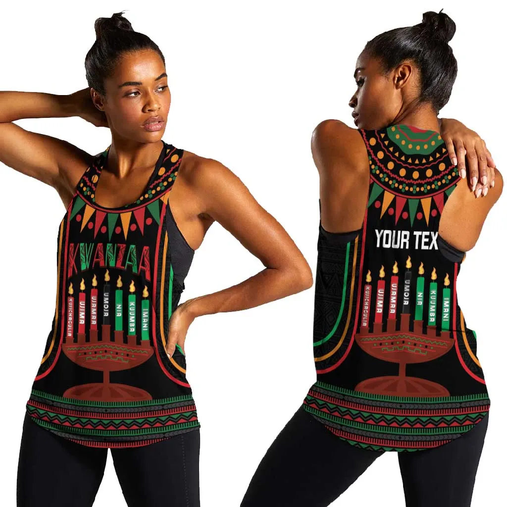 Personalized Afro-American Kwanzaa Women Racerback Tank Kinara Candles African Pattern LT14