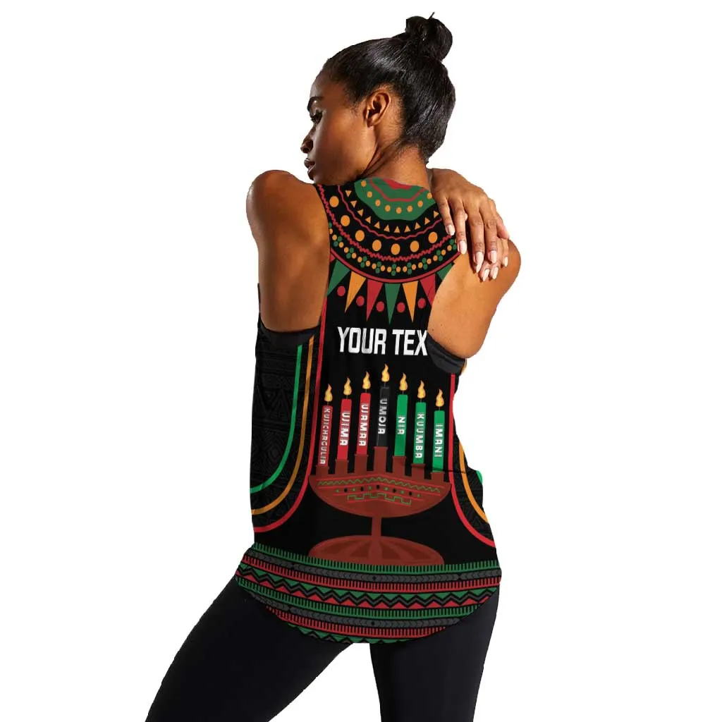 Personalized Afro-American Kwanzaa Women Racerback Tank Kinara Candles African Pattern LT14