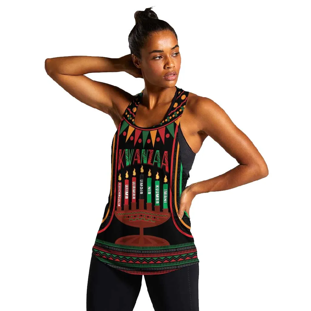 Personalized Afro-American Kwanzaa Women Racerback Tank Kinara Candles African Pattern LT14