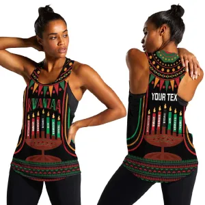 Personalized Afro-American Kwanzaa Women Racerback Tank Kinara Candles African Pattern LT14