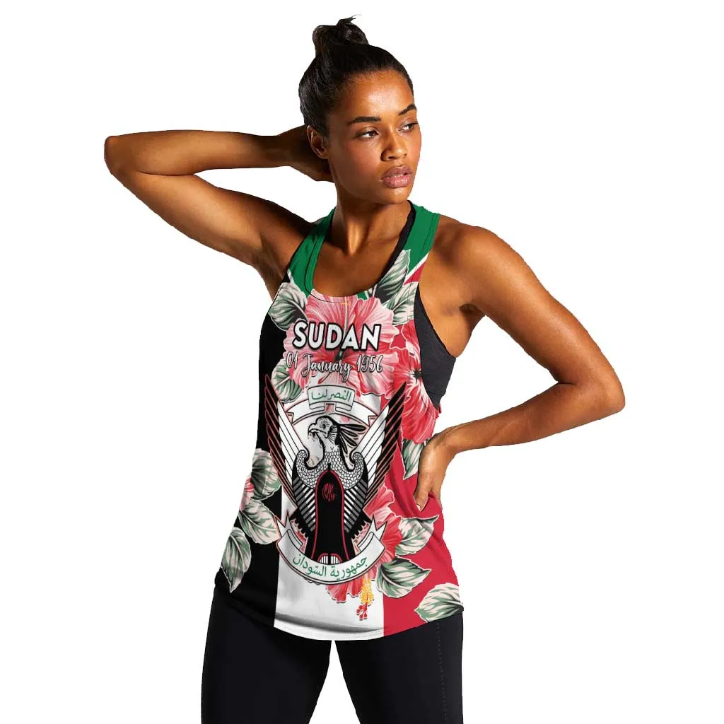 Personalized Afro Sudan Women Racerback Tank Happy Independence Day LT15