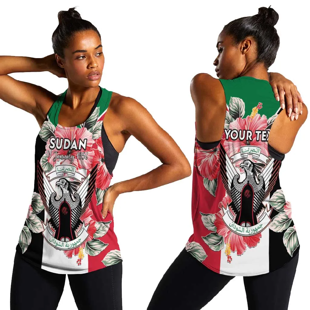 Personalized Afro Sudan Women Racerback Tank Happy Independence Day LT15