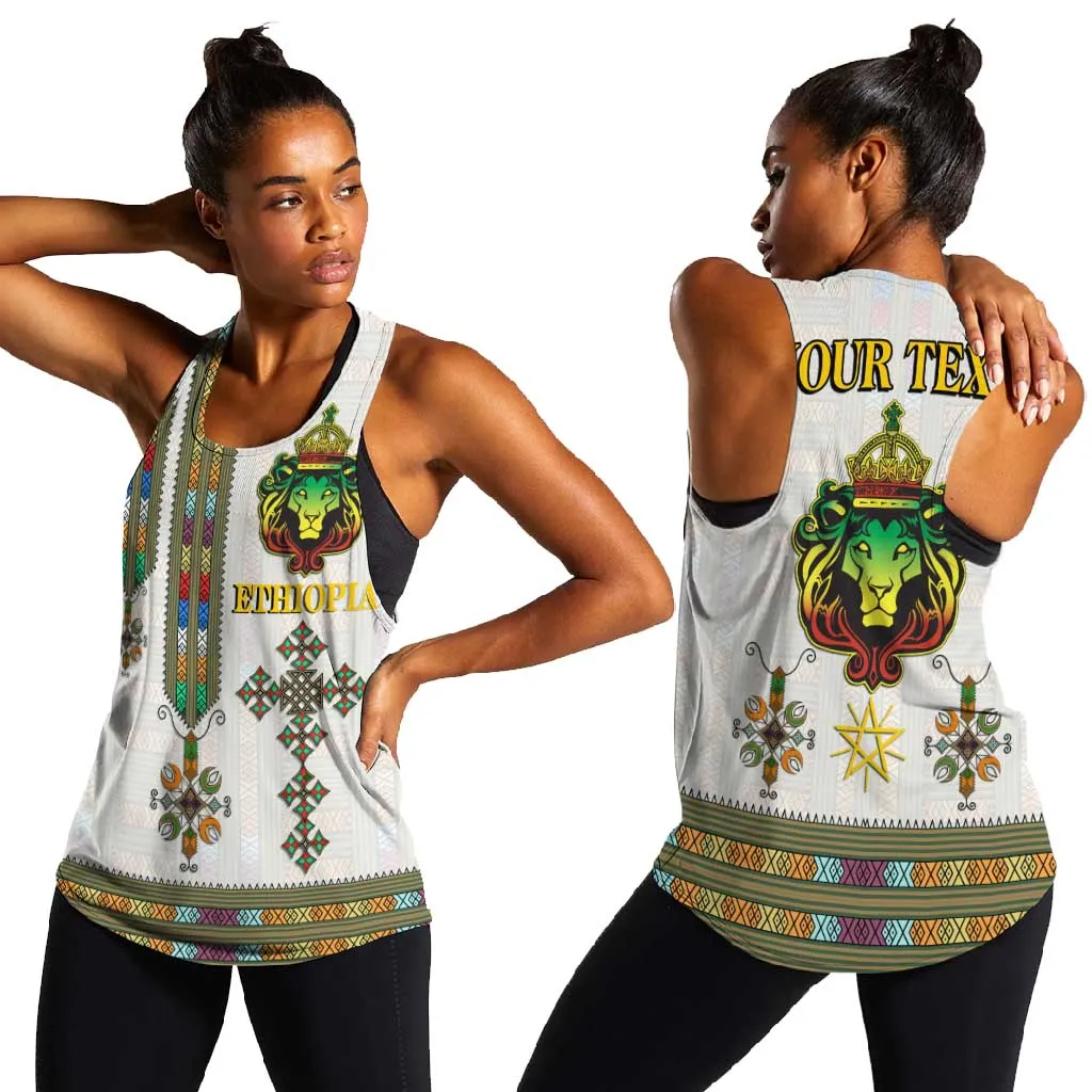Personalized Ethiopia Lion Of Judah Women Racerback Tank Tibeb Style LT9