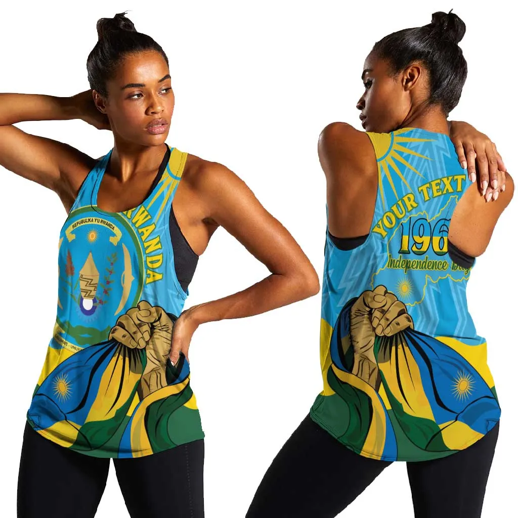 Personalized Happy Rwanda Independence Day Women Racerback Tank Coat Of Arms With Map LT15