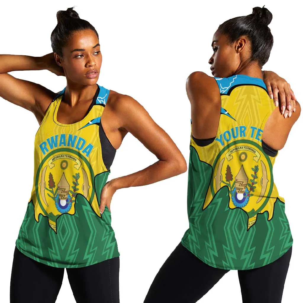 Personalized Jamhuri ya Rwanda Women Racerback Tank Coat Of Arms Imigongo Pattern LT15