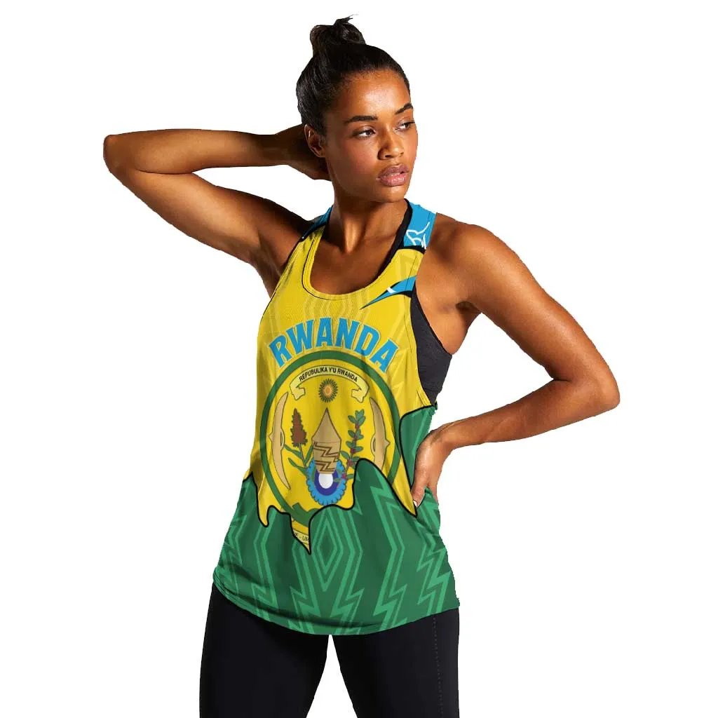 Personalized Jamhuri ya Rwanda Women Racerback Tank Coat Of Arms Imigongo Pattern LT15