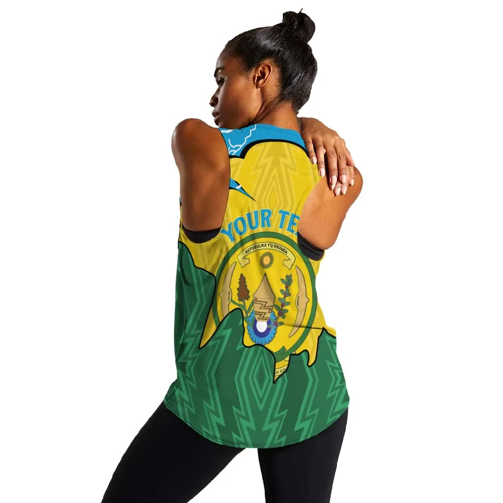 Personalized Jamhuri ya Rwanda Women Racerback Tank Coat Of Arms Imigongo Pattern LT15