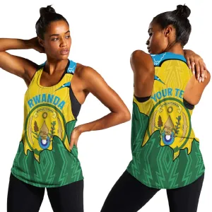 Personalized Jamhuri ya Rwanda Women Racerback Tank Coat Of Arms Imigongo Pattern LT15