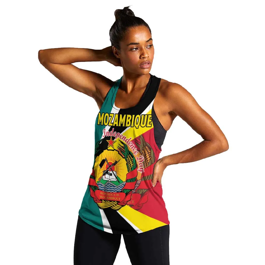 Personalized Mozambique Independence Day Women Racerback Tank Coat Of Arms - Flag Style LT15