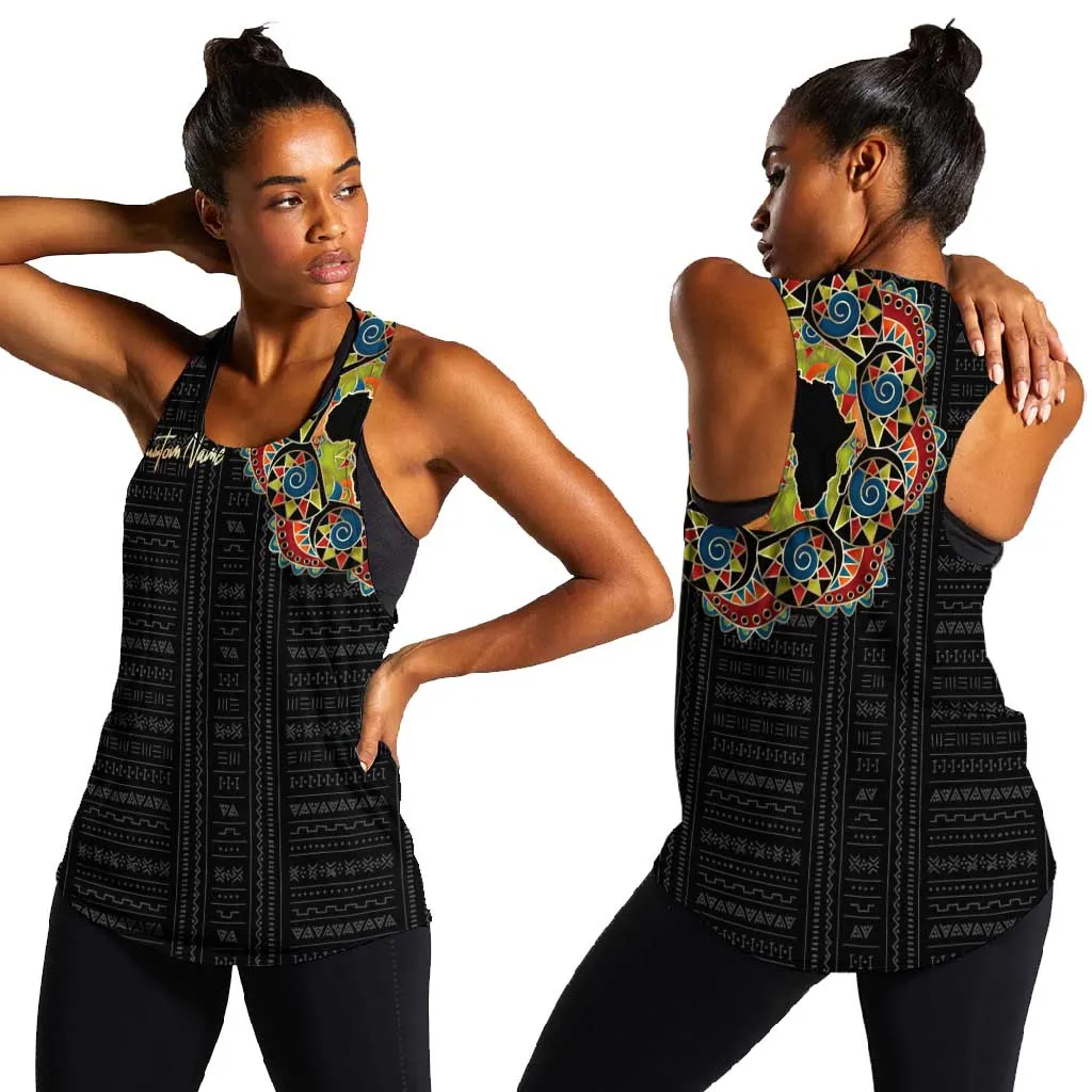 Personalized Sleeve African Pattern Women Racerback Tank Multi-Colored DT02