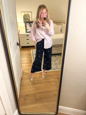 Pink & Red Heart Button Up