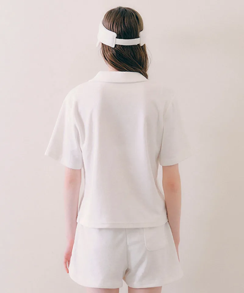 PIV'VEE  Terry Waistband Shorts - Cloud White