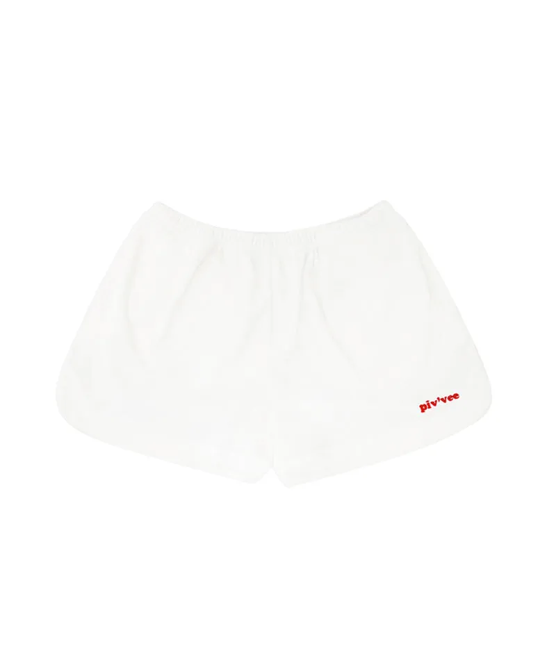 PIV'VEE  Terry Waistband Shorts - Cloud White