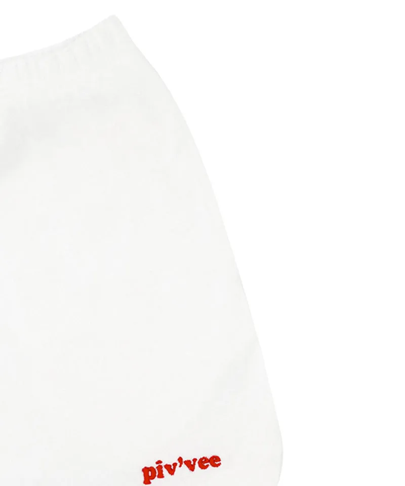 PIV'VEE  Terry Waistband Shorts - Cloud White