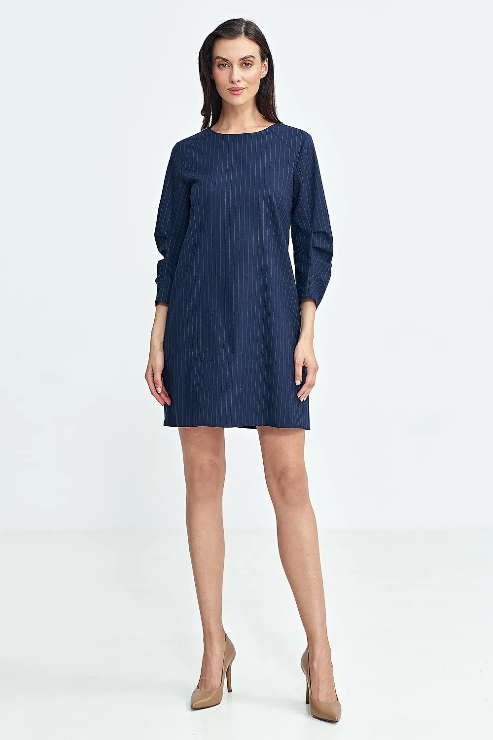Pleated Sleeve A-Line Dress