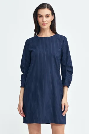 Pleated Sleeve A-Line Dress